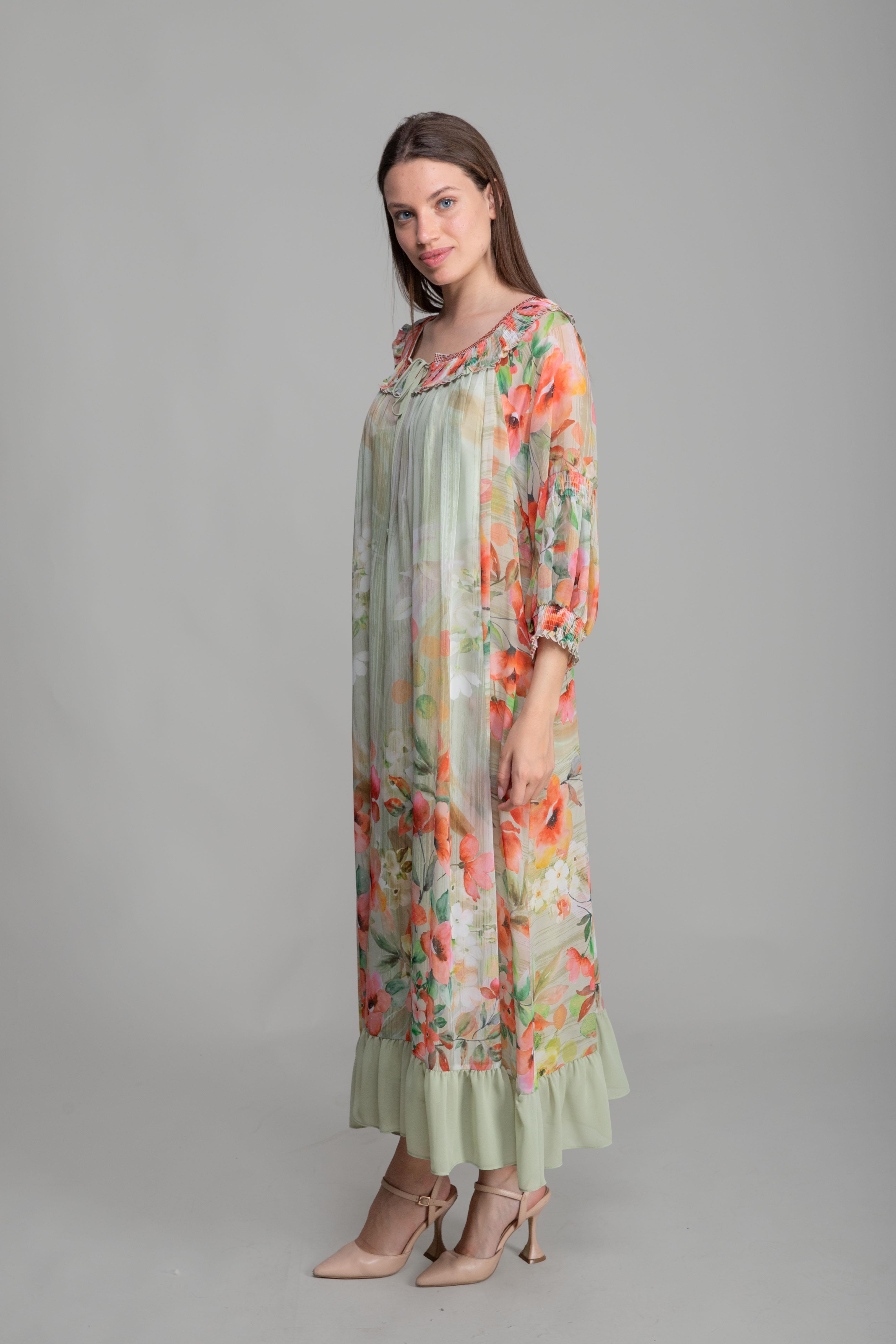 Yuvarlak Yaka Empirme Elegant Elbise