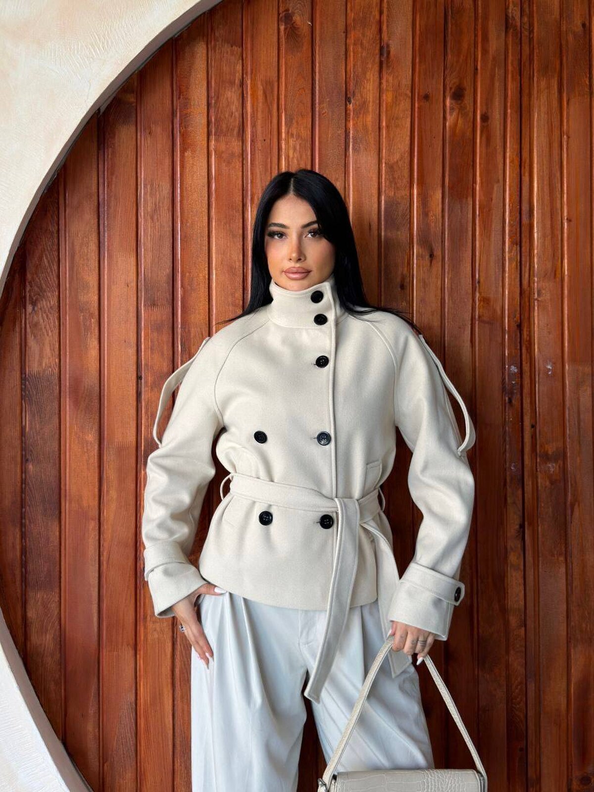 Bej Çift Düğmeli Blazer Ceket