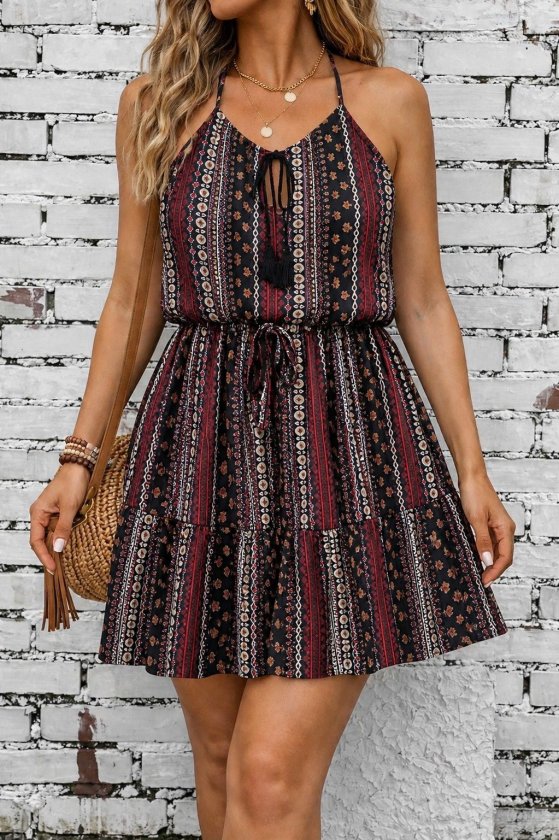 Siyah Boho Gündelik Sevimli Kaykaycı Elbise