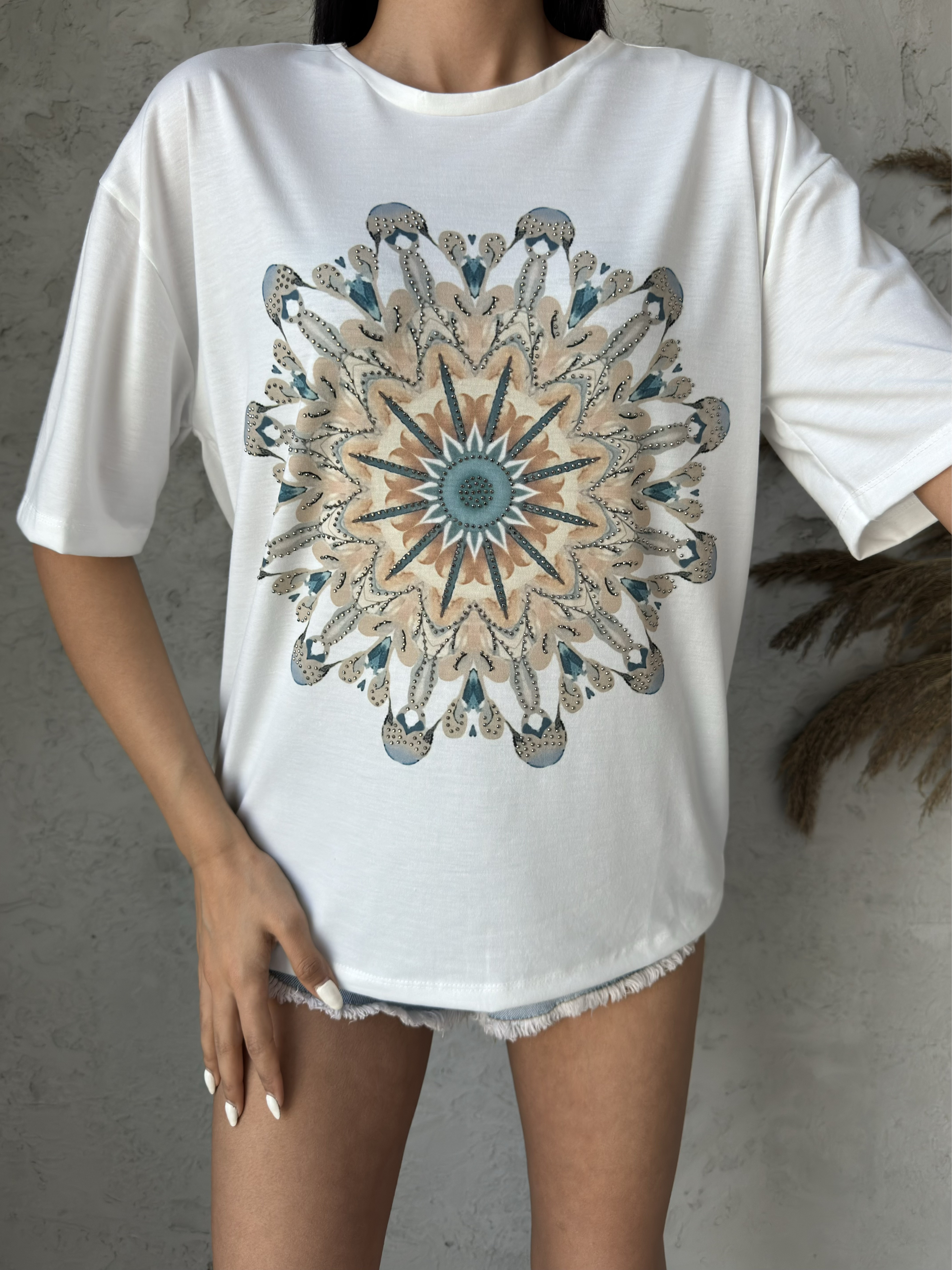 Mandala Baskılı Basic T-shirt