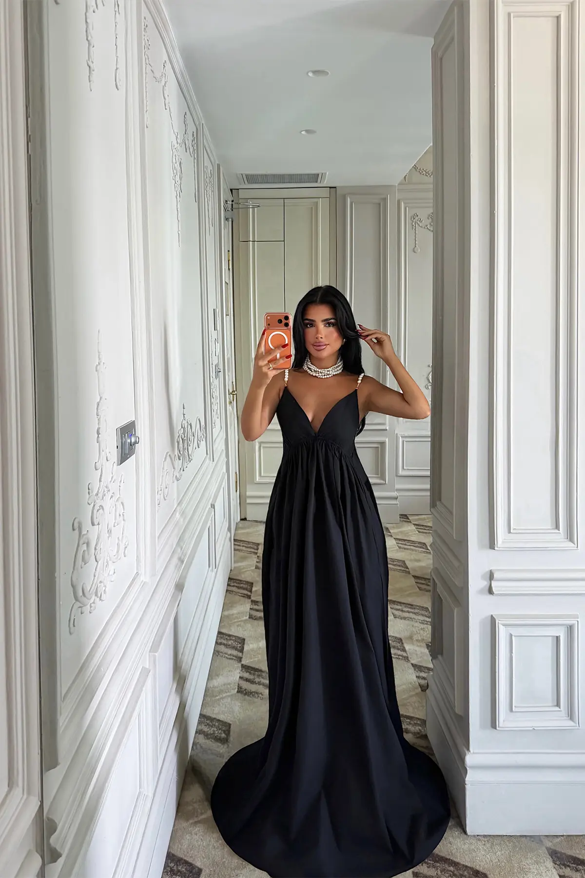 Siyah Seksi Zarif Resmi Işıltılı Slip Elbise
