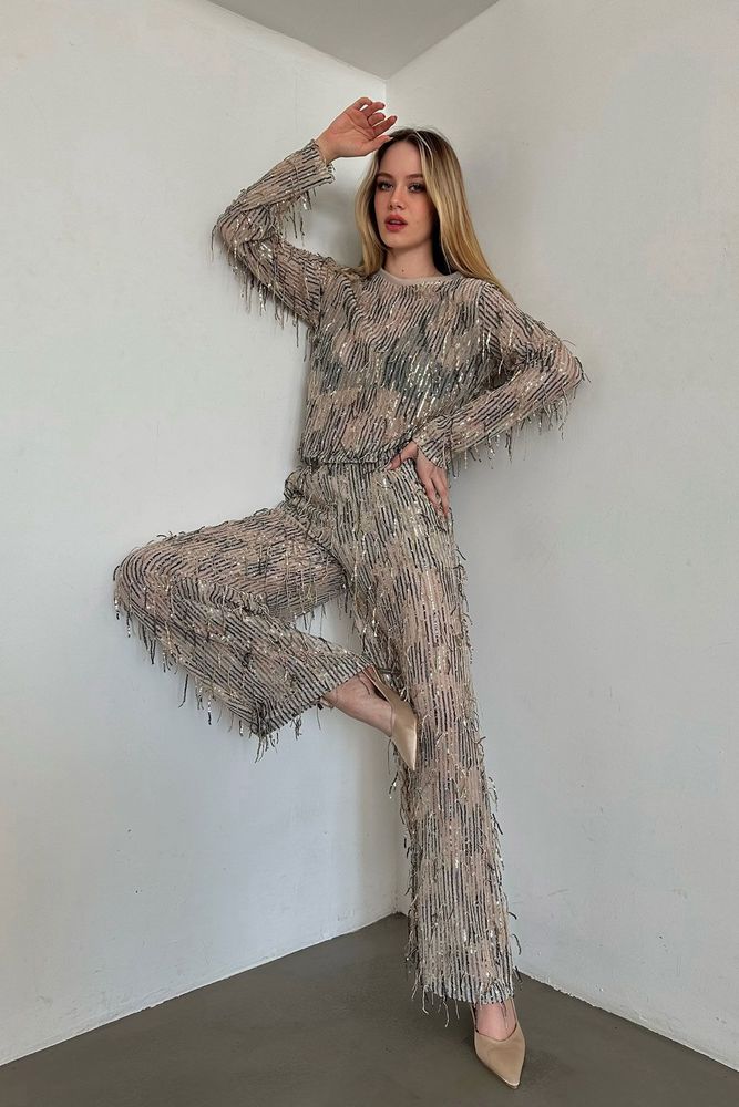 Taş F 1611 Pullu Tül Pantolon