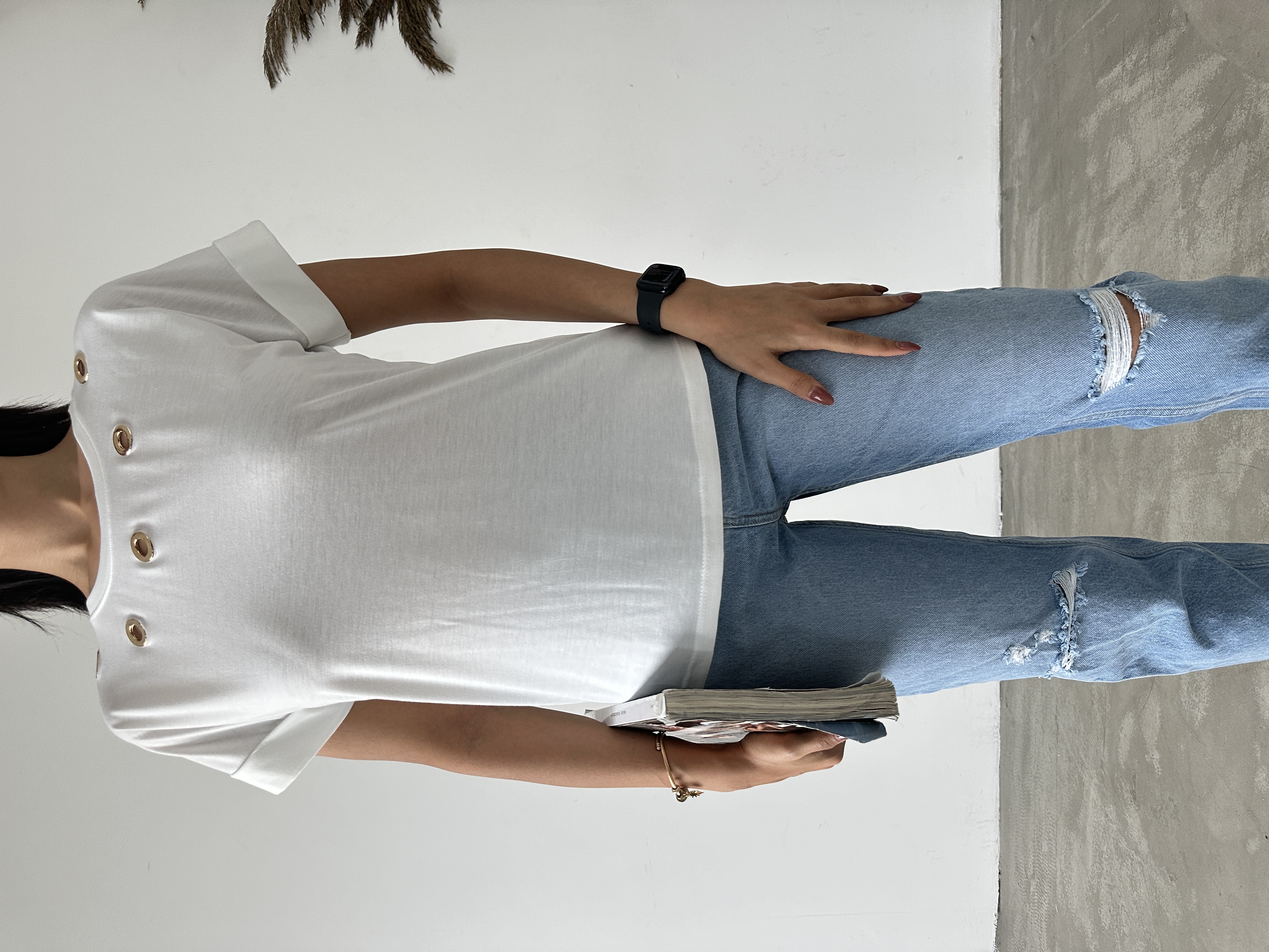 Kuşgözü Detaylı Basic T-shirt