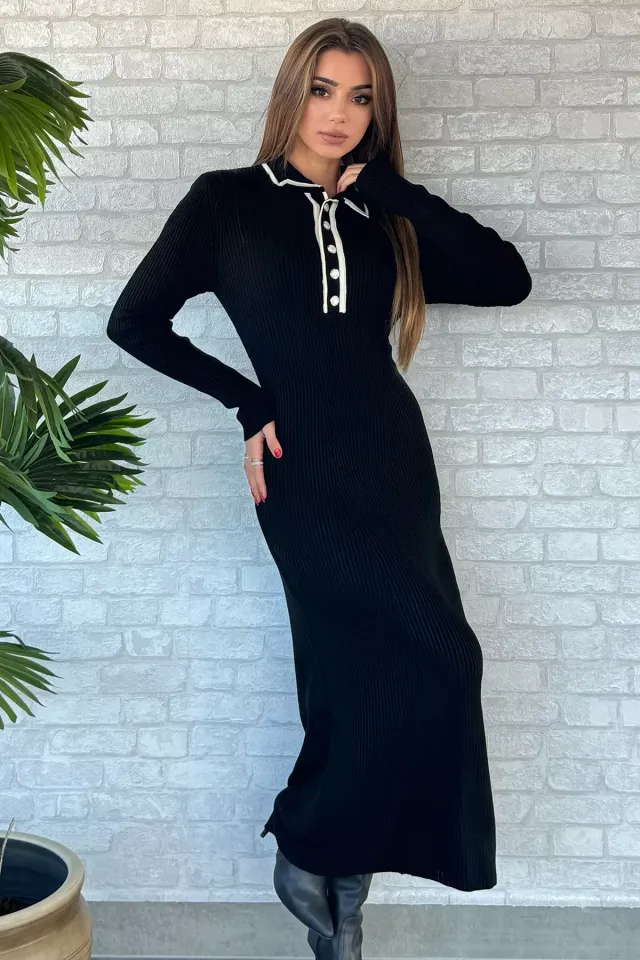 Triko Düğmeli Elbise