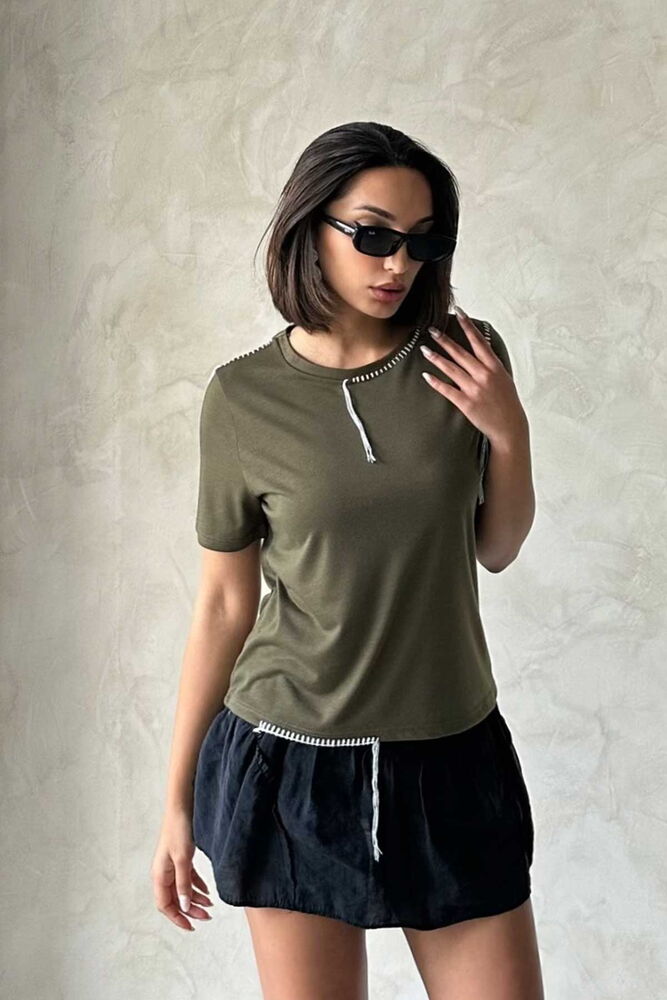 Haki D 2629 Çoban Dikişli Tişört