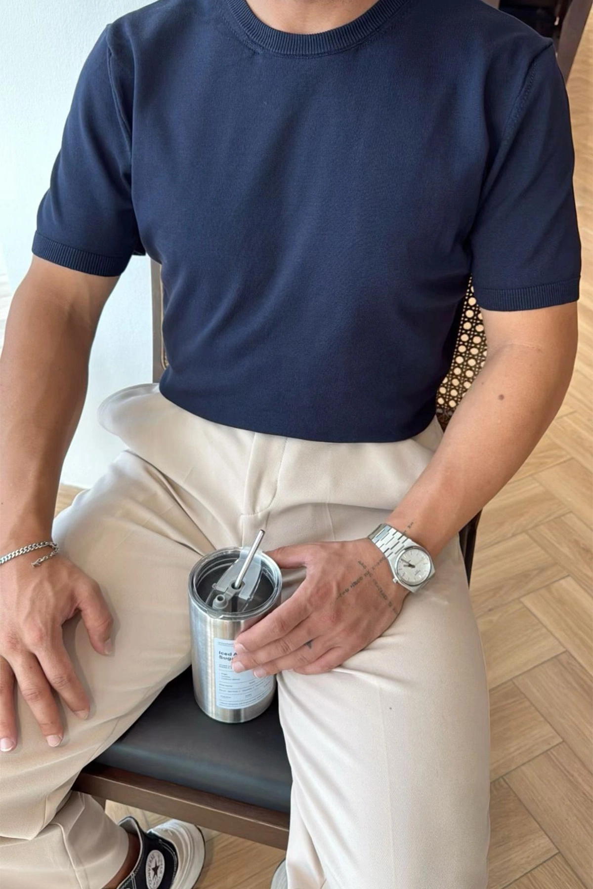 Lacivert Gündelik Kolej Gömlek