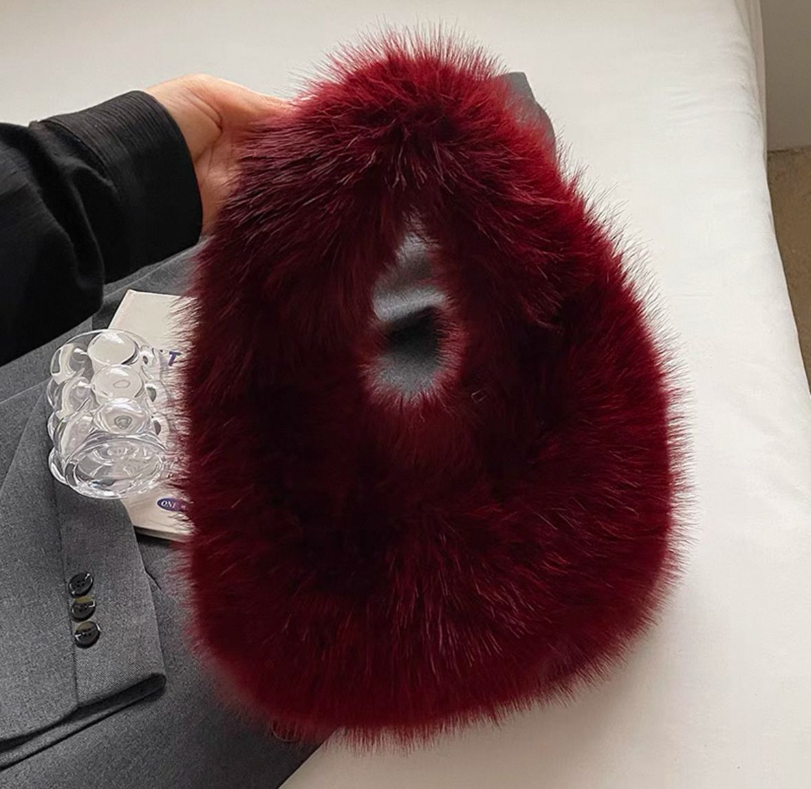 Peluş Çanta - Bordo