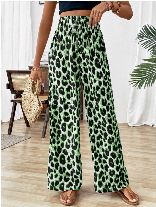 Beli Lastikli Leopar Desen Süprem Pantalon