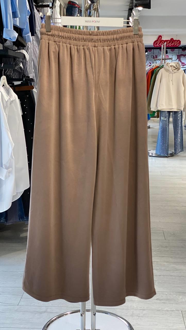 Bej Palazzo Pantolon Yüksek Bel Ve Geniş Paça