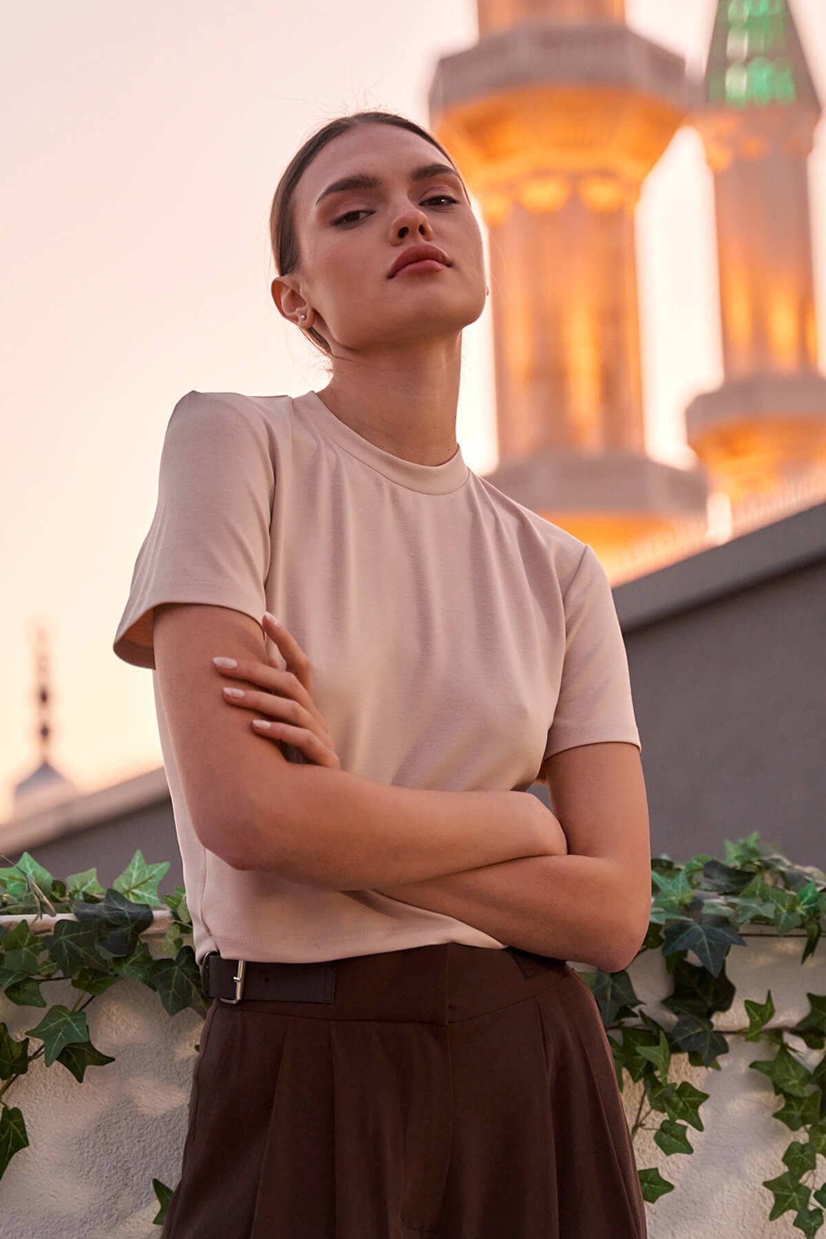 Ki̇sa Kollu Crop Ti̇şört