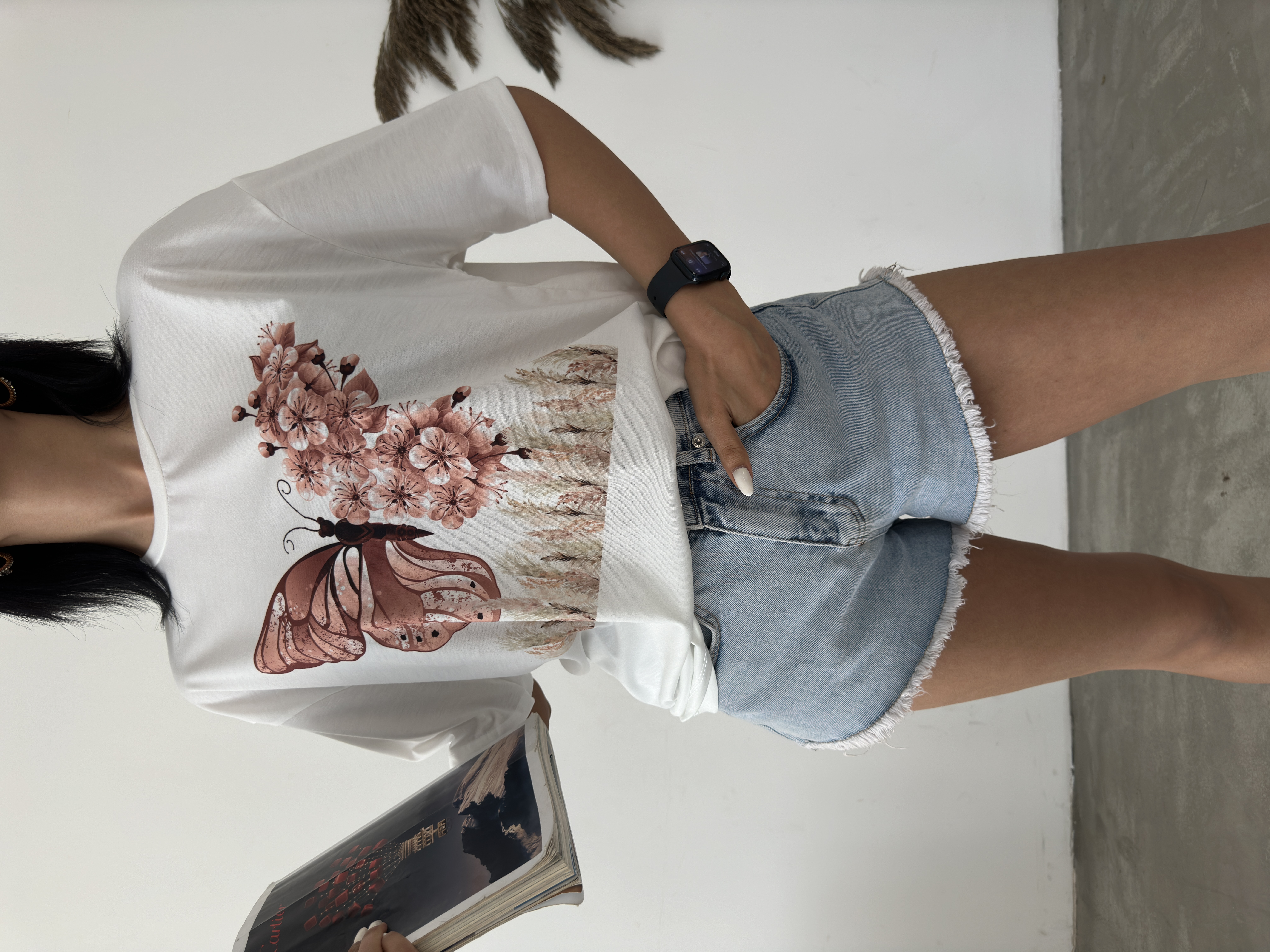 Kelebek Baskılı Basic T-shirt