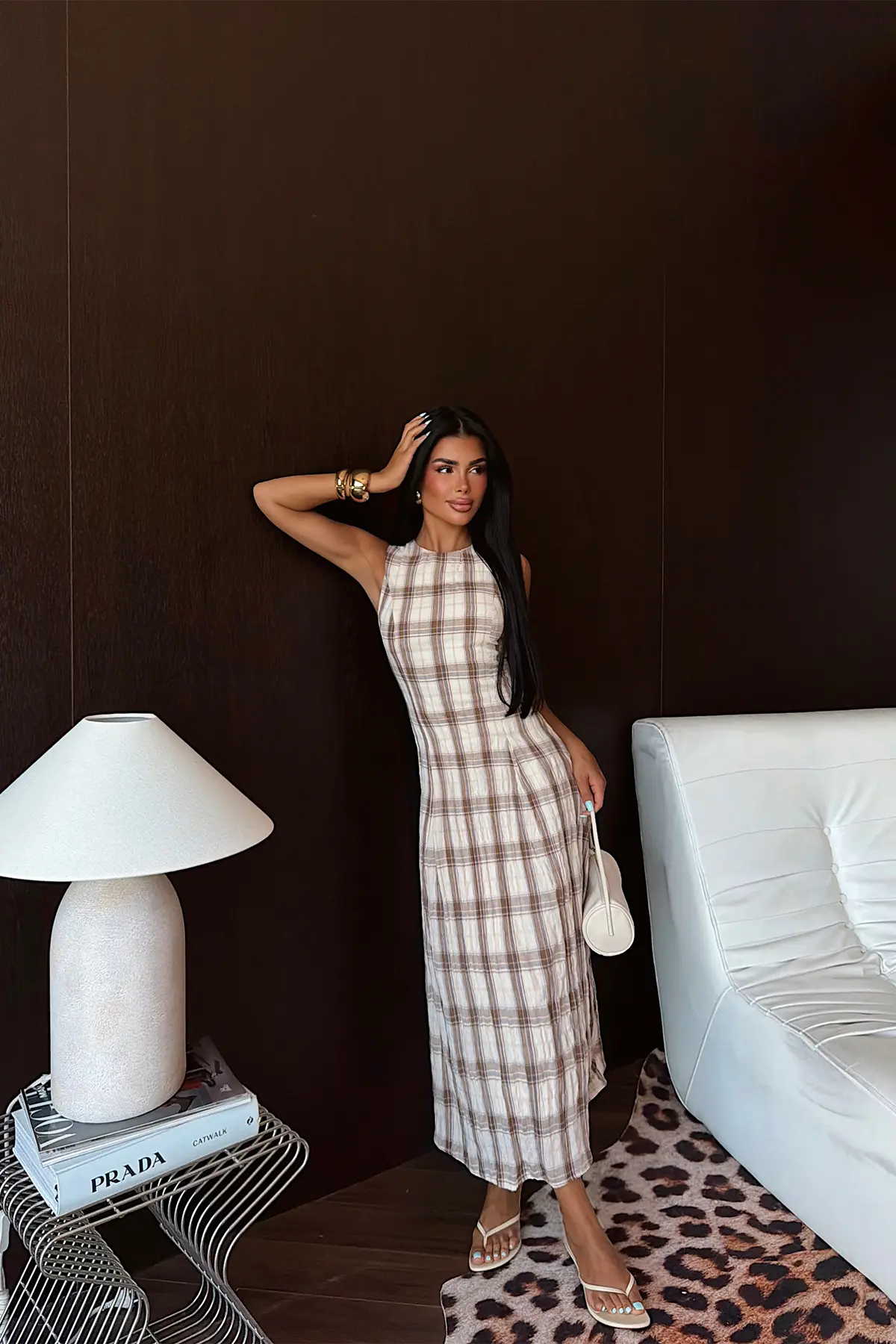 Bej Fit And Flare Maxi Elbise