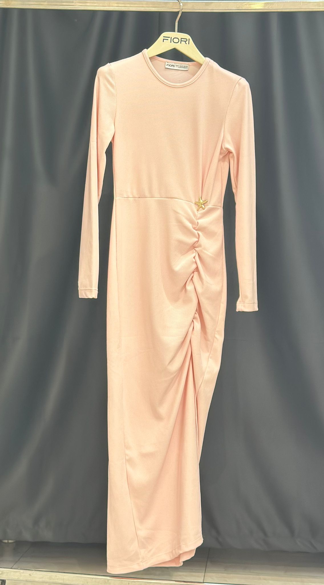 Zarif Pembe Uzun Kollu Bodycon Elbise