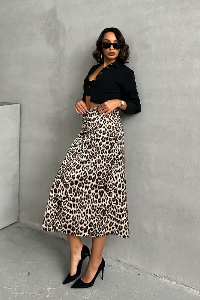 Leopar Desenli Etek