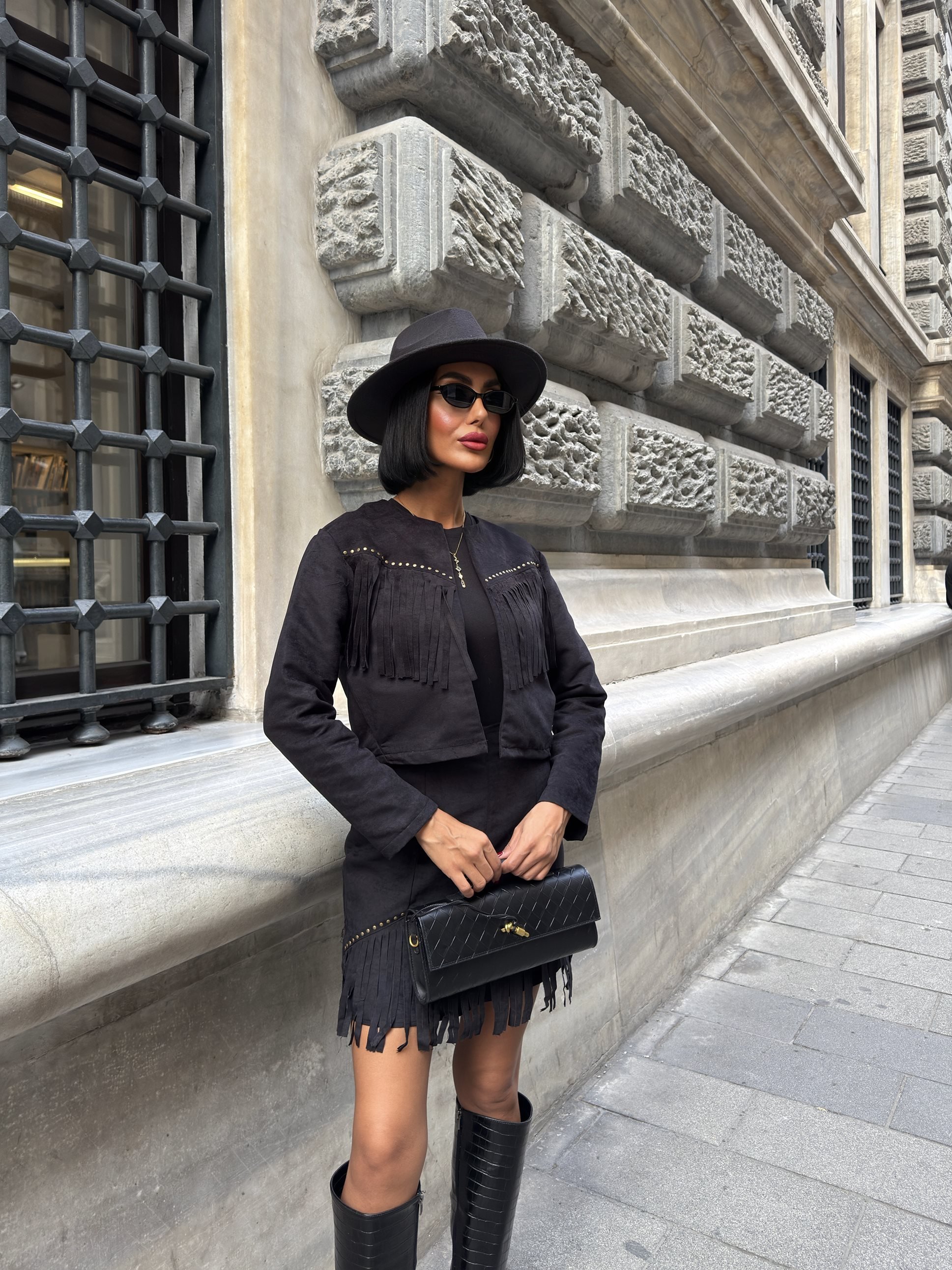 Siyah Bodycon Mini Etek  Orta Bel