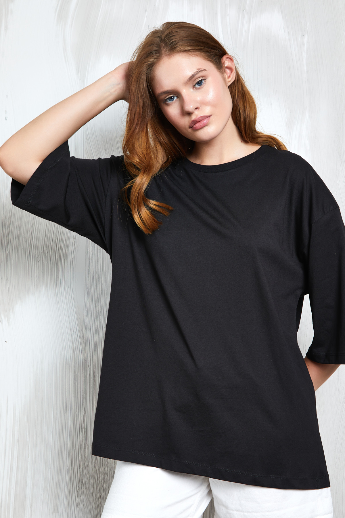 Siyah Oversize Basic Penye T-shirt 25358