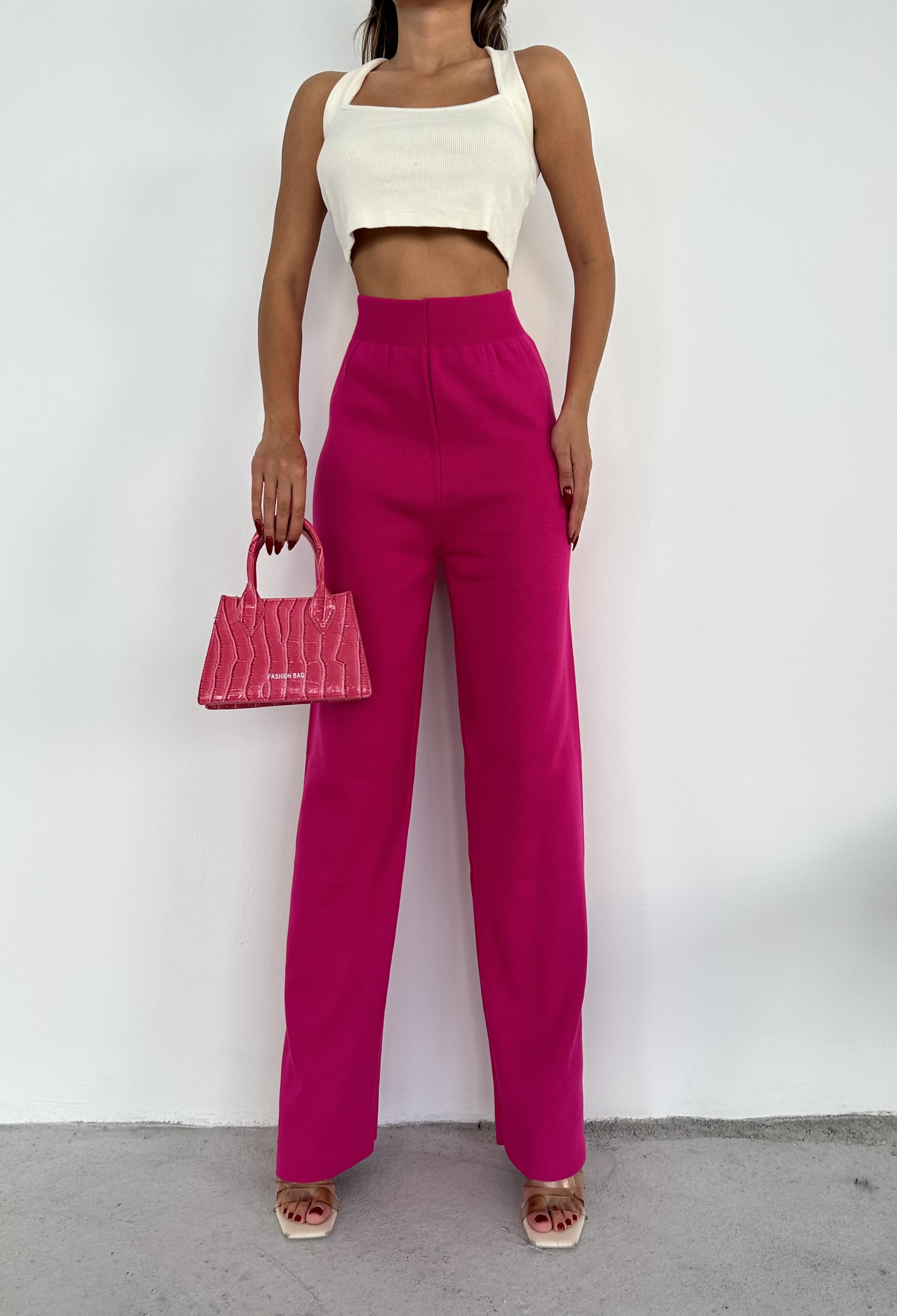 İpsiz Sade Basic Pantolon - Fuşya