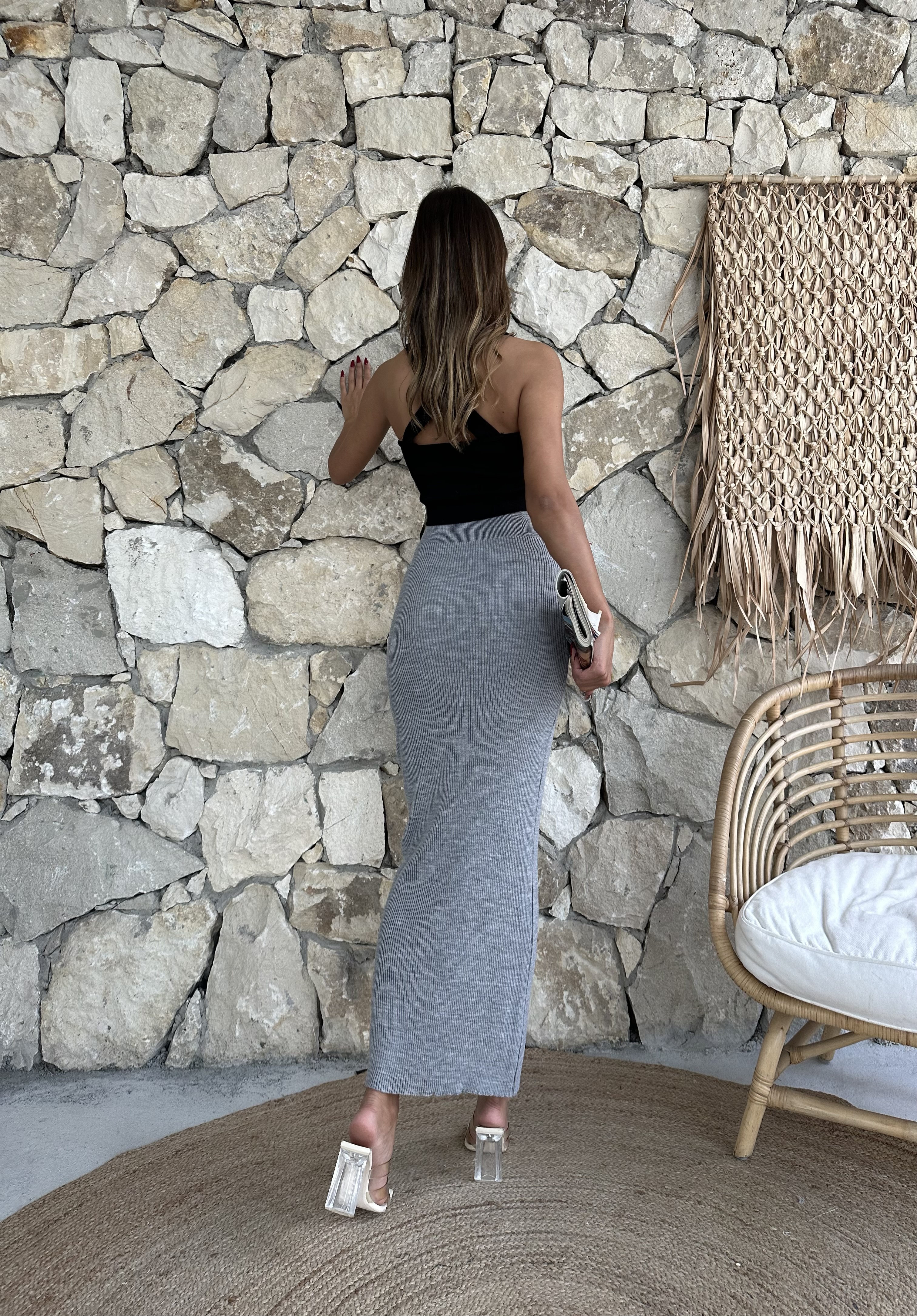 Fitilli Etek - Gri