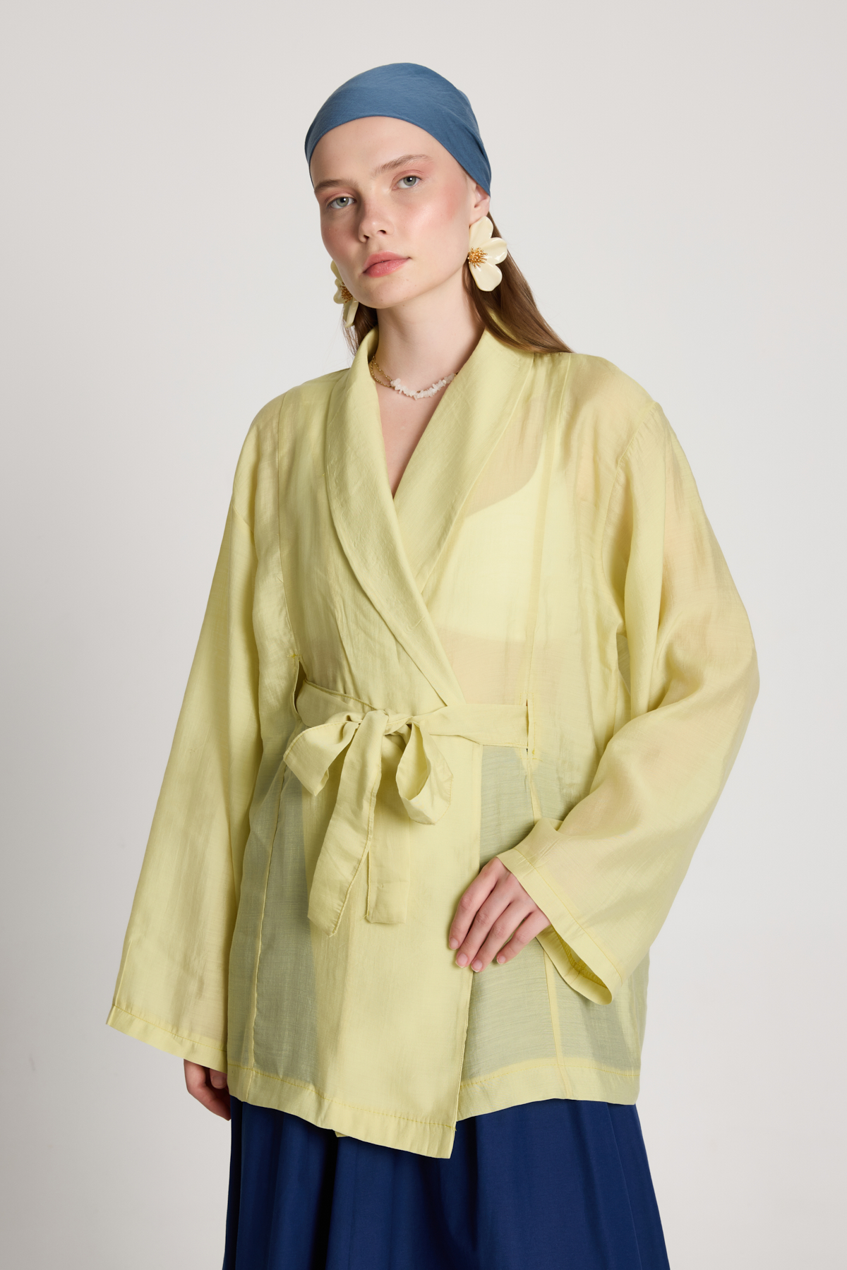 Sarı Etnik Gündelik Kimono
