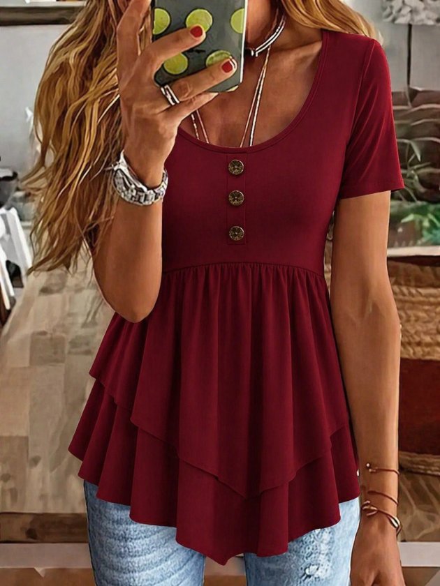 Bordo Gündelik Bluz