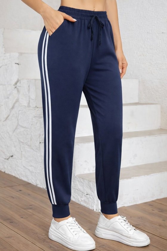 Lacivert Spor Gündelik Sokak Tarzı Jogger Pantolon