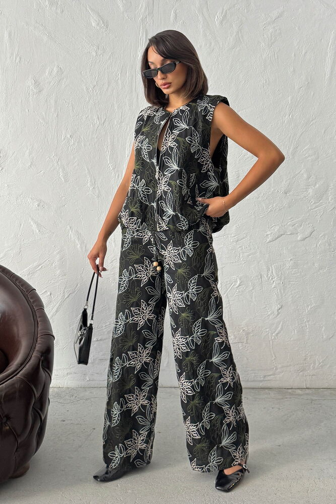 Siyah Boho Günlük Palazzo Pantolon