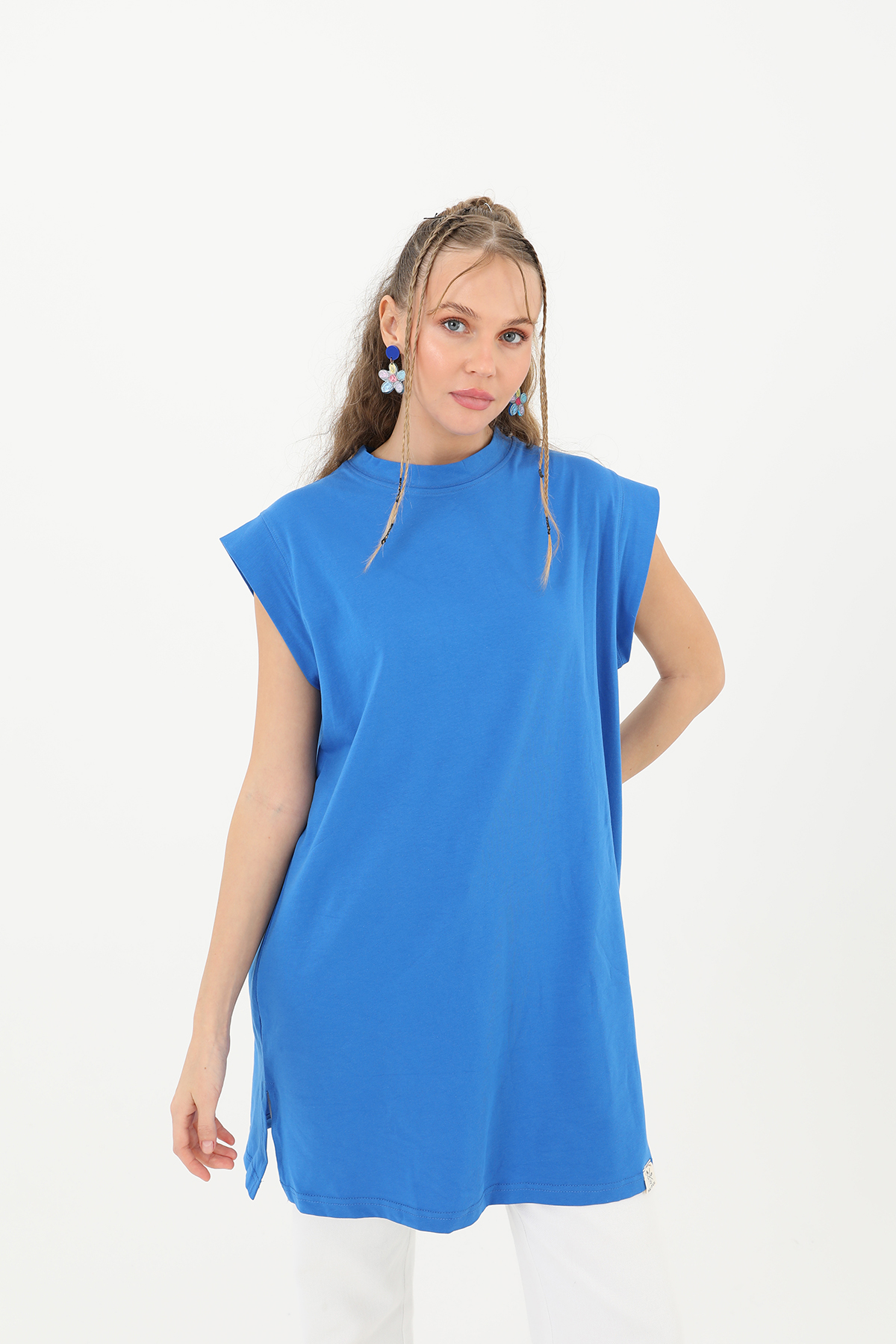Kadın Basic Kolsuz T-Shirt