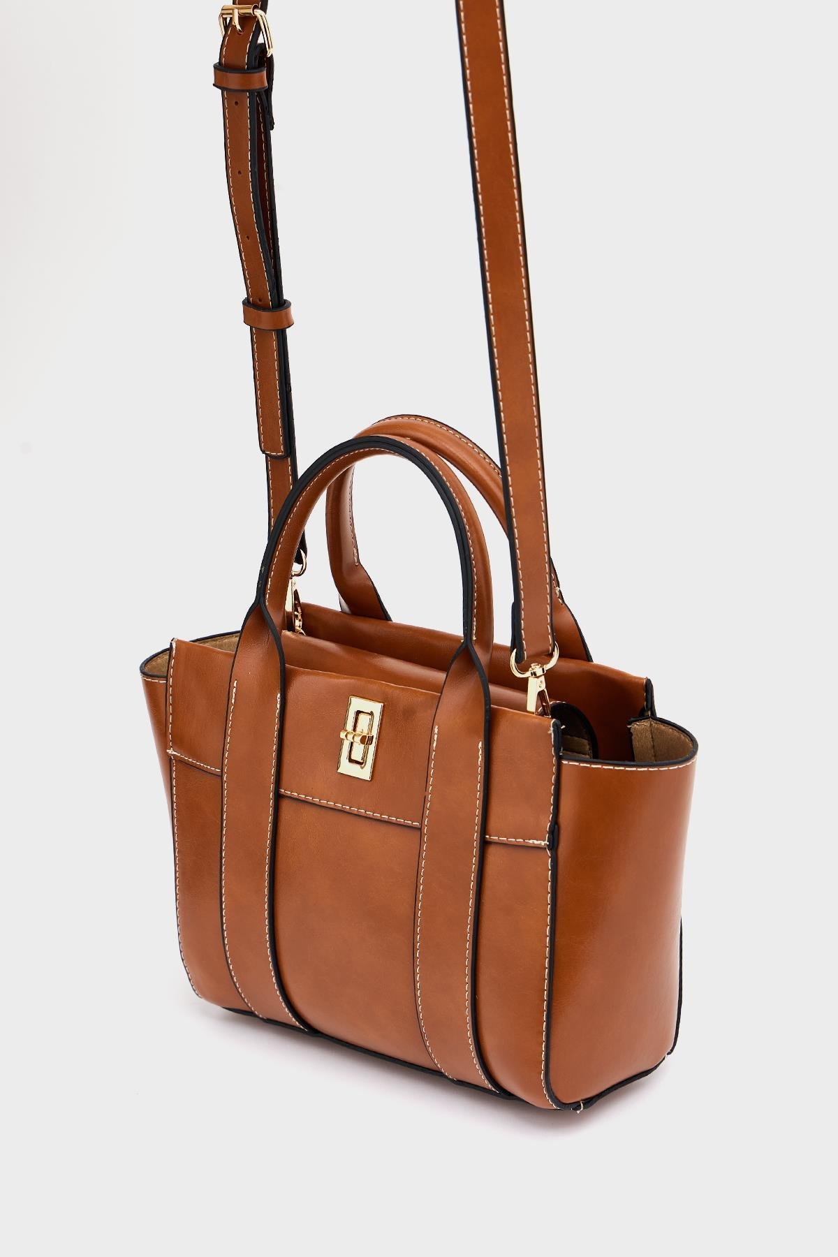Mini Tote El ve Omuz Çantası Taba