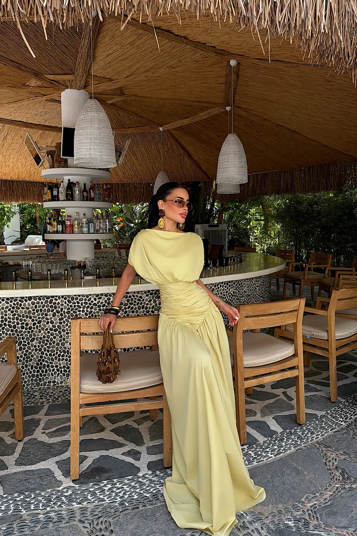Sarı Zarif Fit & Flare Elbise