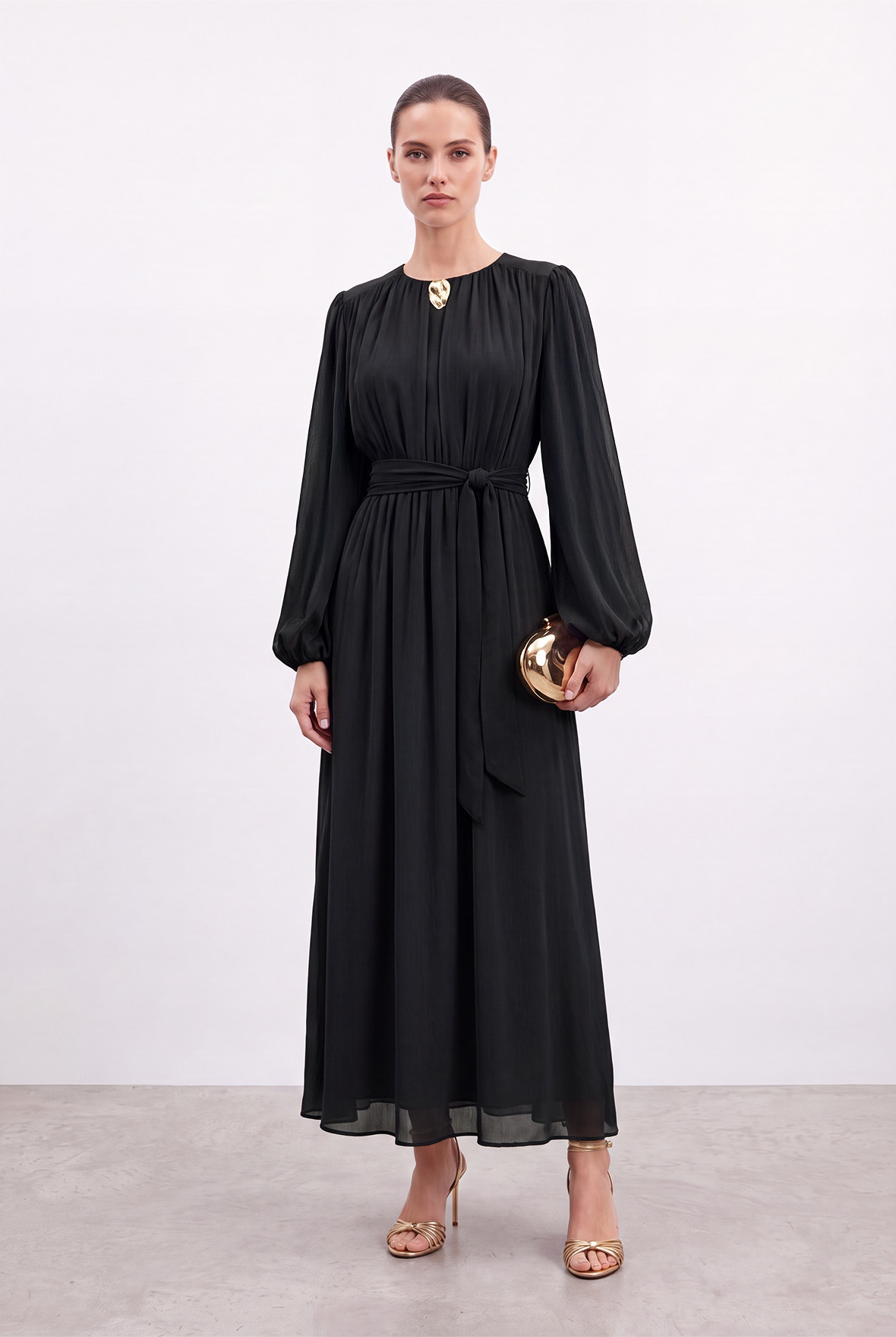 Zarif Siyah Fit & Flare Elbise