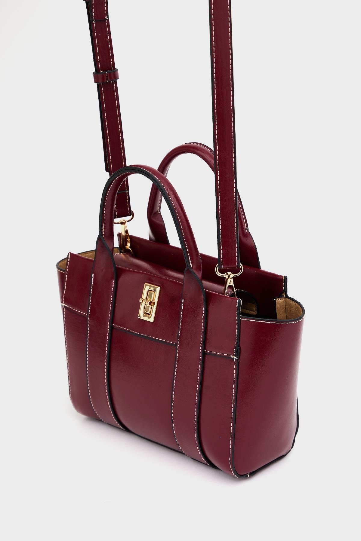Mini Tote El ve Omuz Çantası Bordo