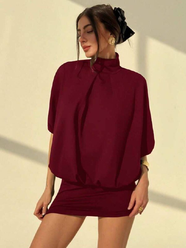 Orta Bel Bordo Bodycon Mini Etek