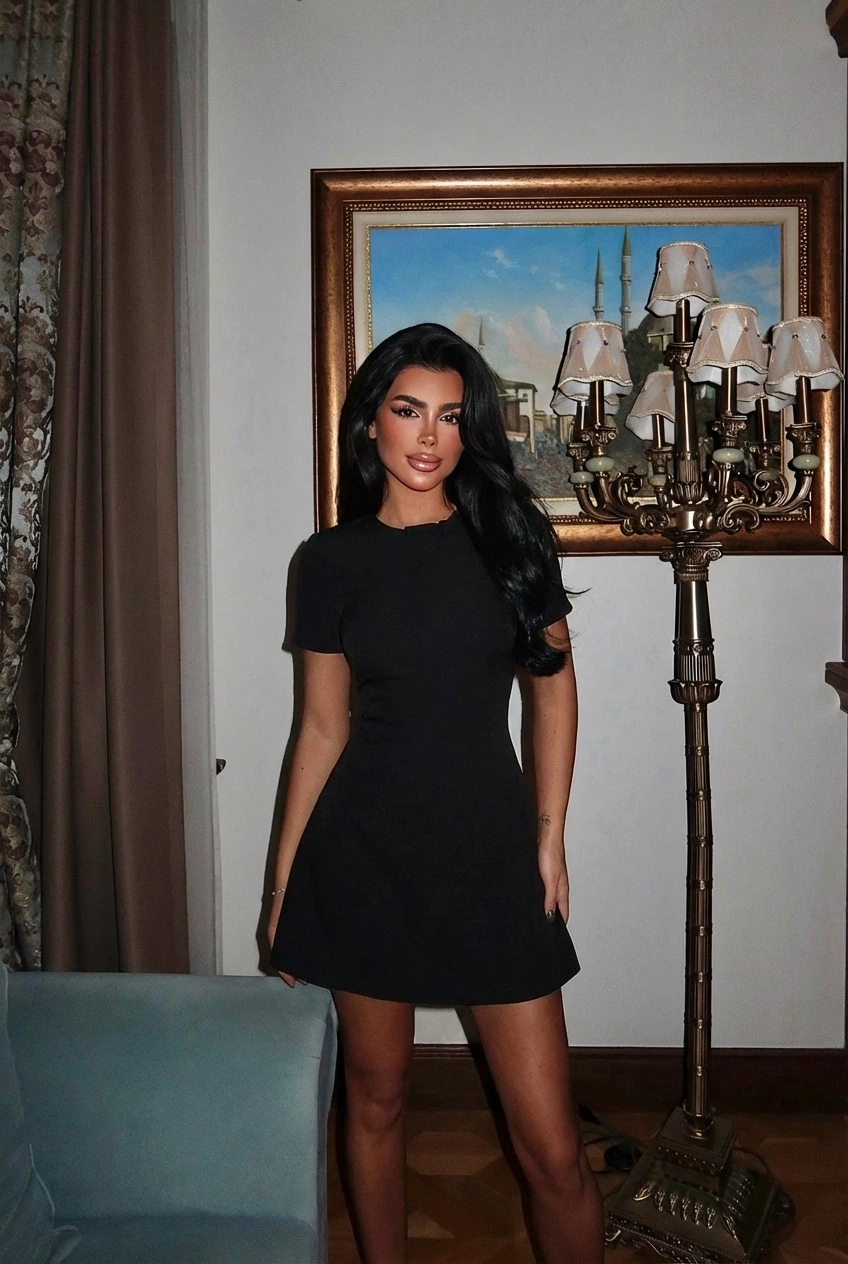 Siyah Seksi Zarif Gündelik Resmi Sevimli Kaykaycı Elbise