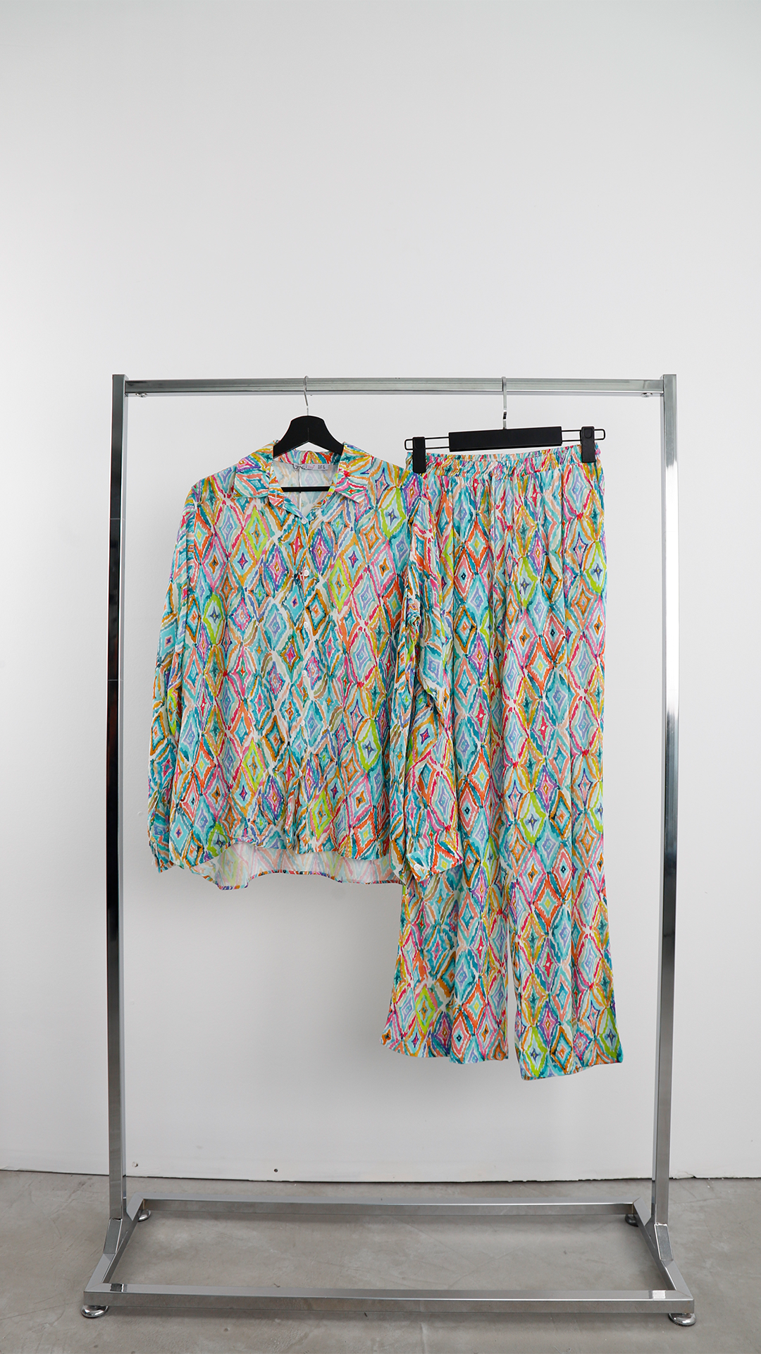 Elbise Çok Renkli – Gündelik Boho Geometrik Gömlek Midi