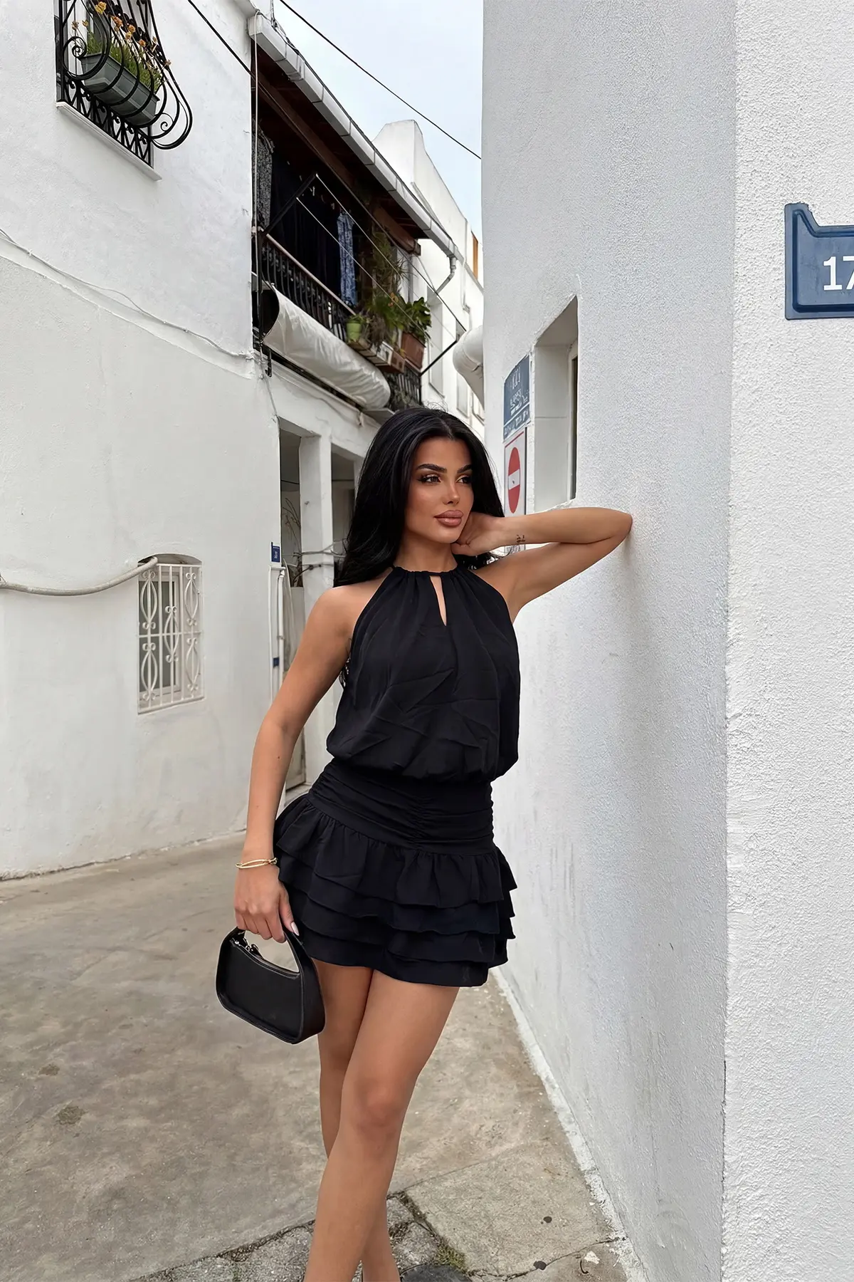 Siyah Seksi Zarif Fit & Flare Elbise