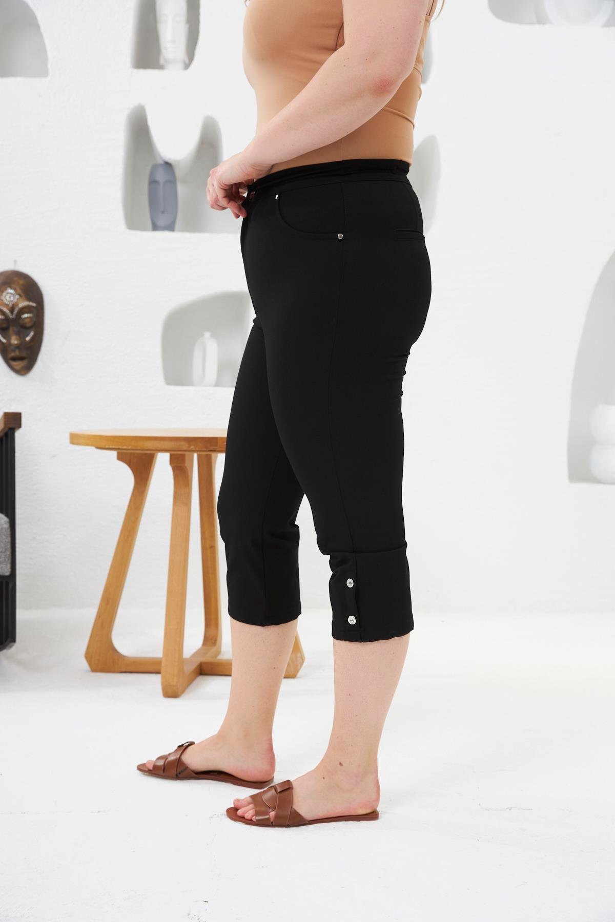 Siyah Casual Büyük Beden Tregging Pantolon
