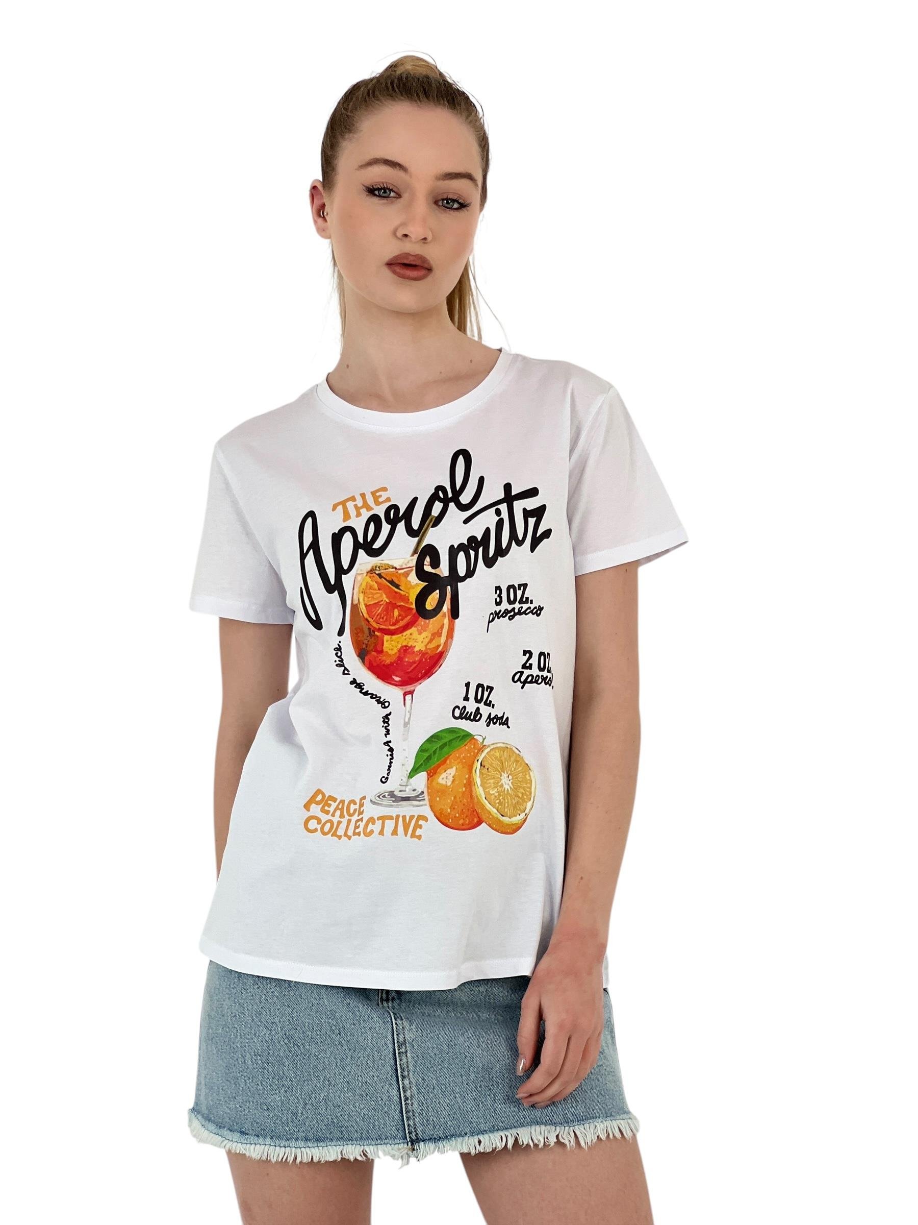 Spritz Baskılı Tişört – Siyah & Beyaz