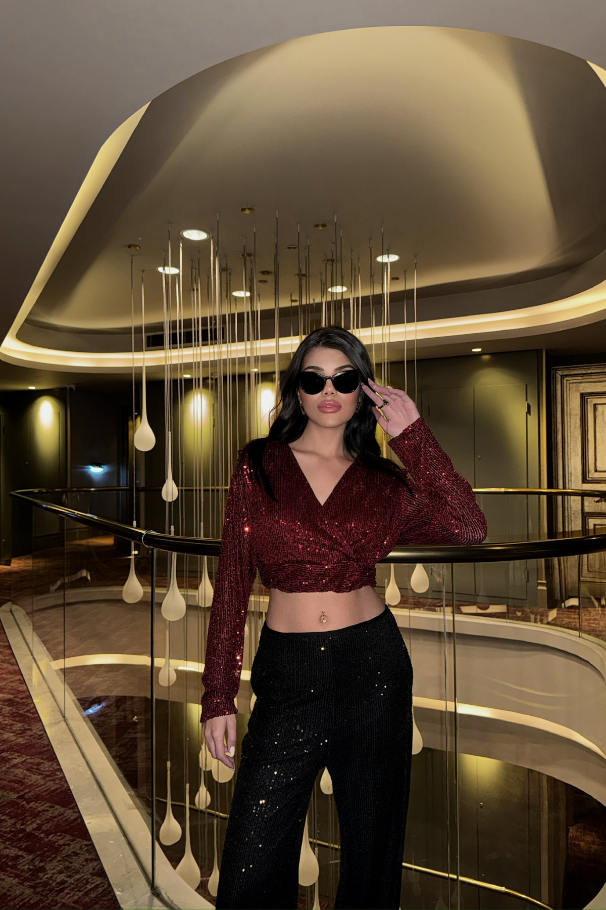 Pul Payet Kruvaze Crop - Bordo