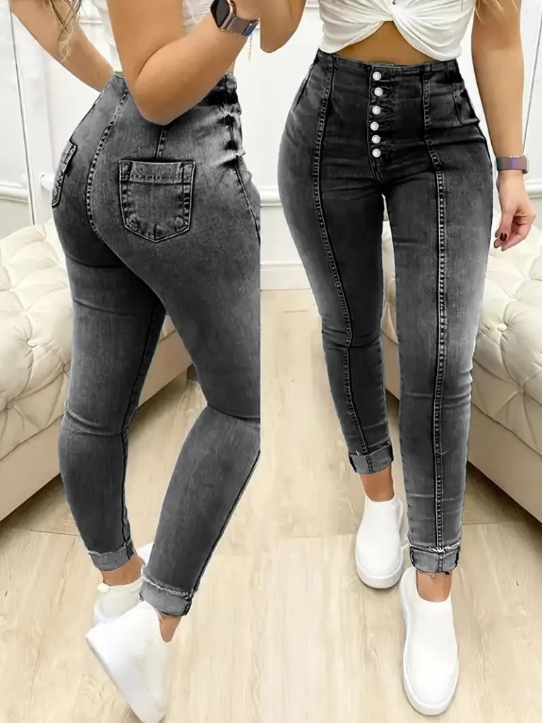 Siyah Yüksek Bel Dar Paça Crop Pantolon