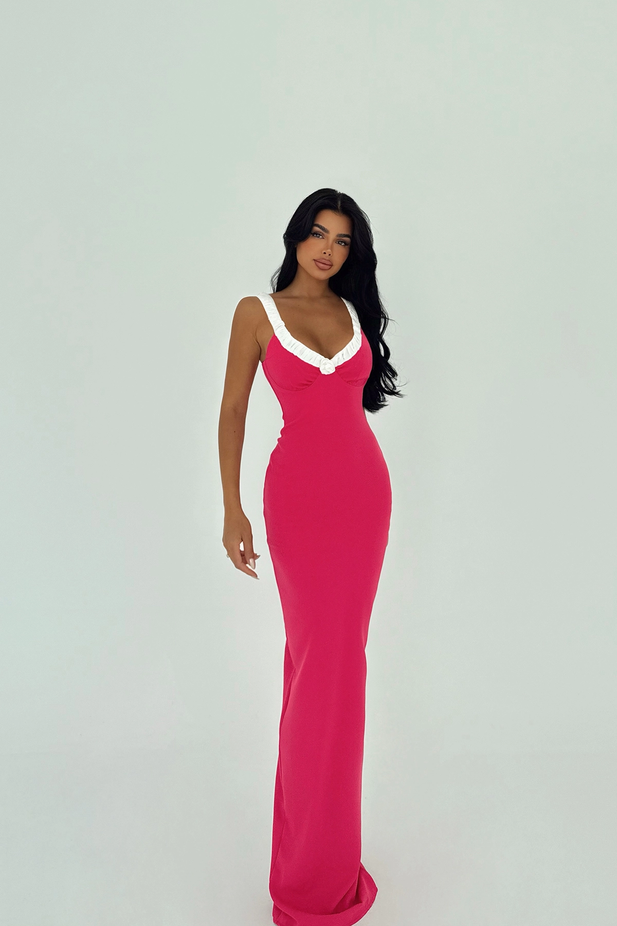 Fuşya Seksi Zarif Işıltılı Resmi Bodycon Elbise