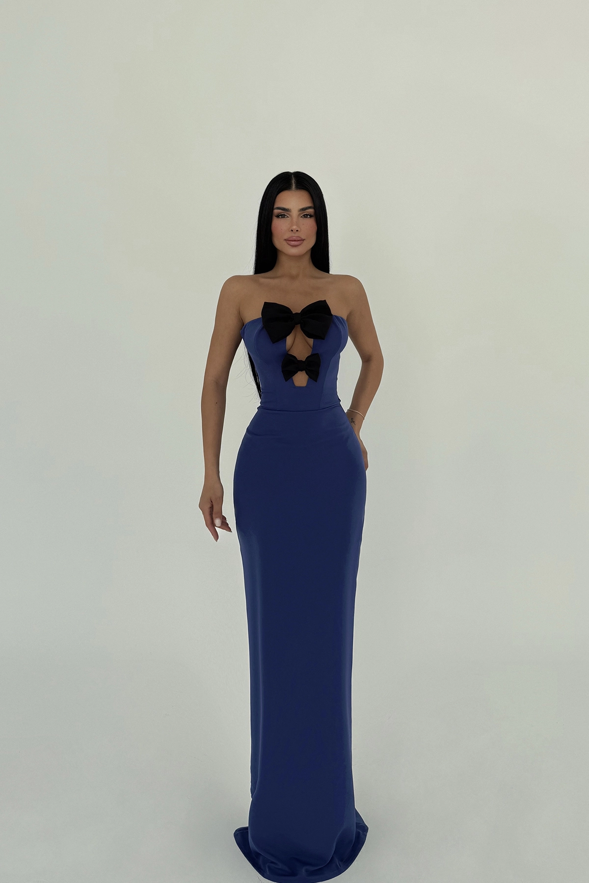 Bow Detail Strapless Dress - Mix Color