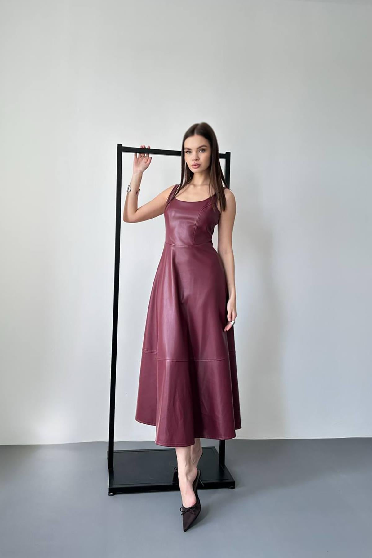 Zarif Bordo Fit & Flare Elbise