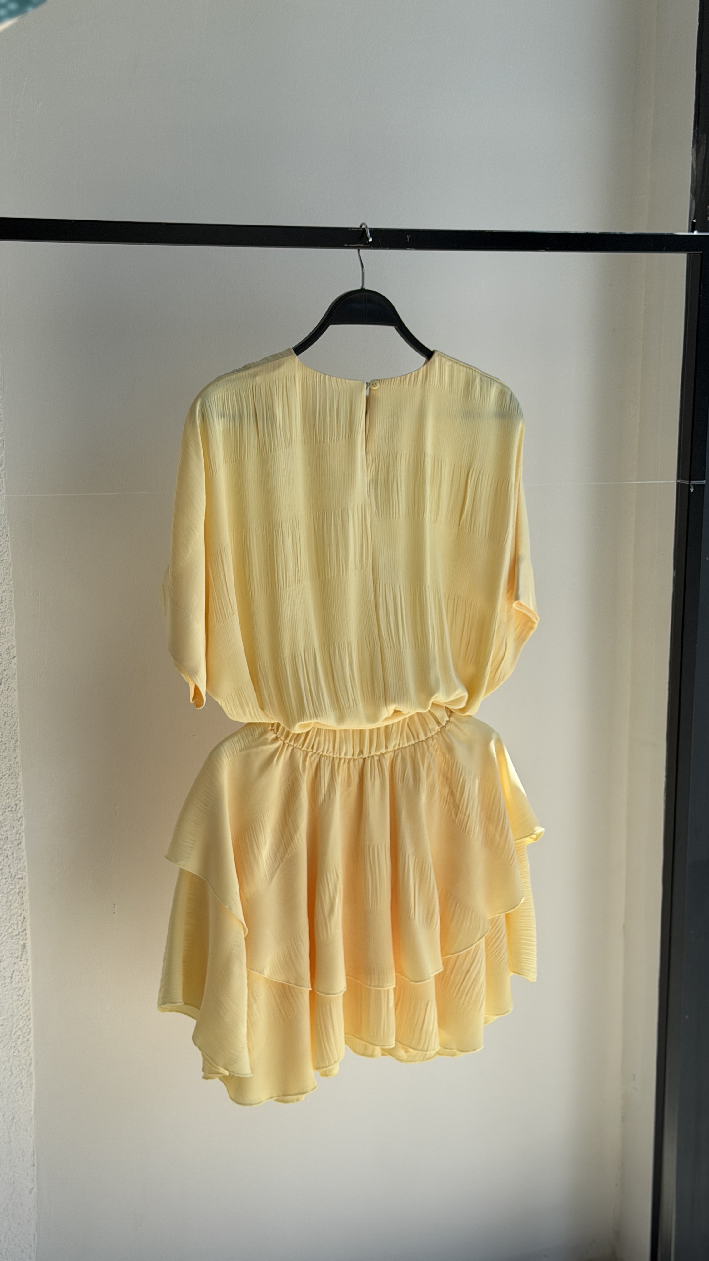 Sarı Fit & Flare Mini Elbise