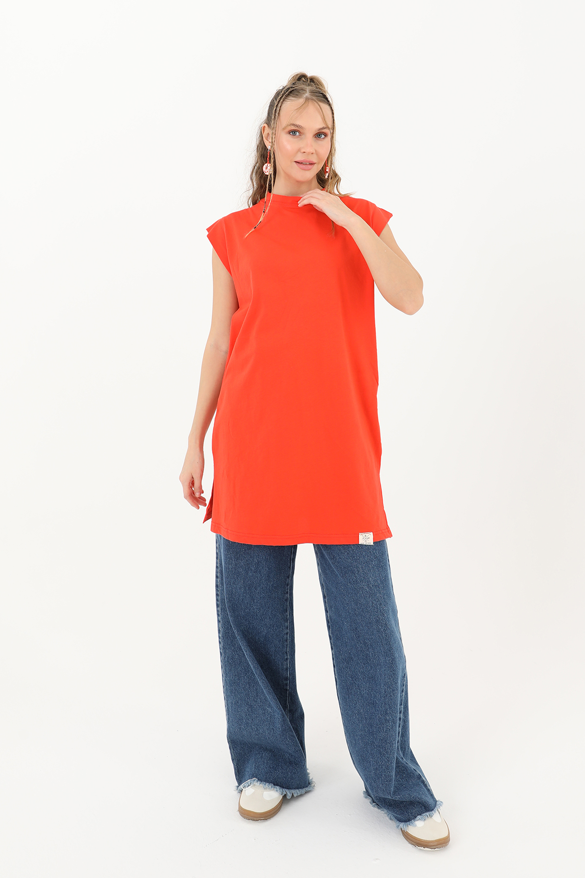 Kadın Basic Kolsuz T - Shirt